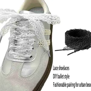 1 Pair (2 pcs) of Stylish & Cute Lace Shoelaces — Ballet-Style Accessory for Girls, Lace-Trimmed Shoe Ties, Footwear Accessories, Bridesmaid Gifts, Home Decor, Beach Vacation Essentials, Travel Must-Haves, Mother's Day Gifts.
