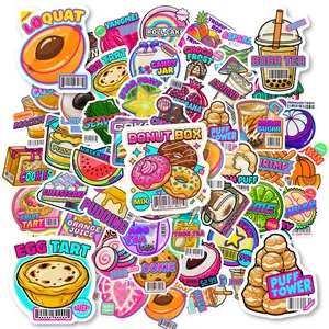 50 Pieces Dessert Series Graffiti Stickers, Waterproof Creative DIY Decorative Stickers Suitable for Luggage, Phone Cases, Laptops, Helmets and Skateboards