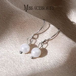 Minimalist Pearl Drop Earrings | Silver Tone Dainty Hook Design | Viral Tiny Pearl Statement Earrings | Luxury Dainty Pearl Statement Earrings | Elegant Freshwater Pearl Drop Earrings | Birthday/Anniversary Gift Idea