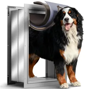 3-Flaps XL Dog Door for Wall, Rust Proof Aluminum Alloy Extra Large Doggy Door, Heavy Duty Pet Door with Dual Lock, Extreme Weather XLarge Dog Doors for Interior Exterior Wall, Pets Up to 220LB