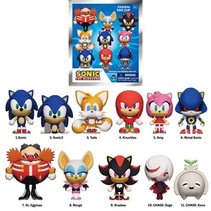 Sonic Officially Licensed PVC Blind Box 3D Figurine Bag Clip Charms Anime Figure Keychain Sonic Tails Knuckles Backpack Decor Gift Set SEGA