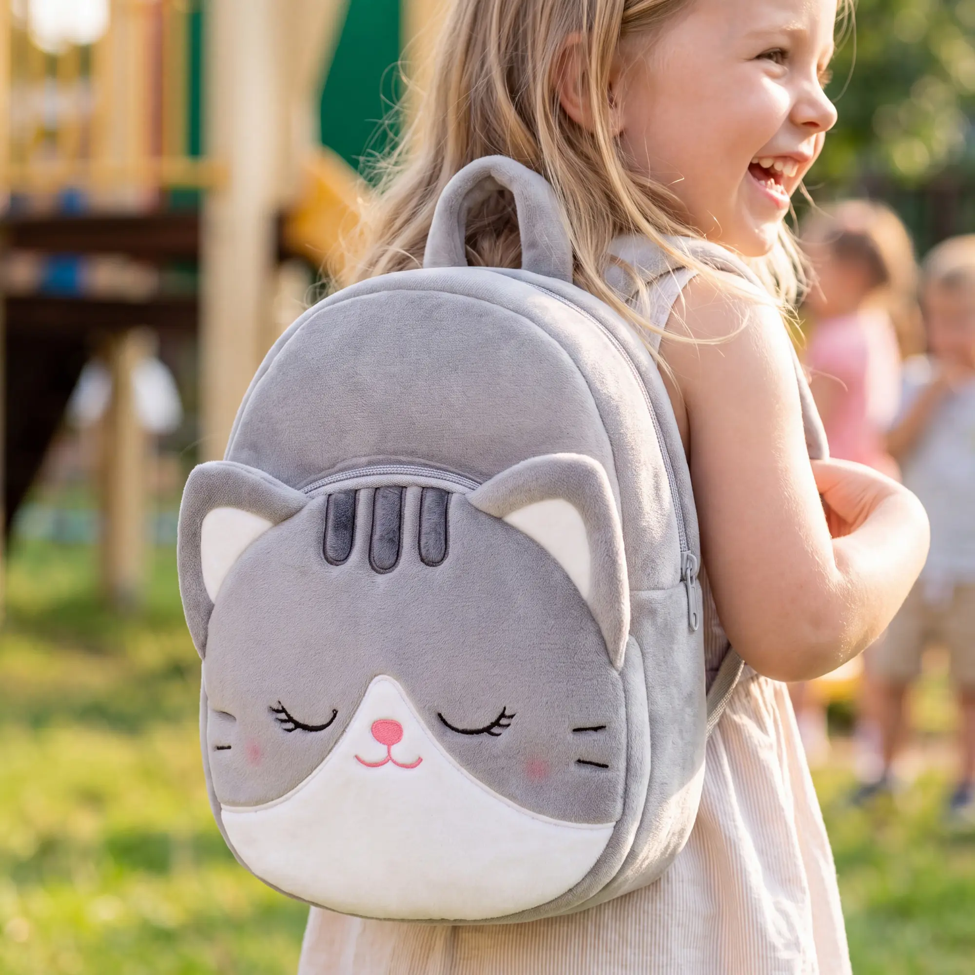 Back to School  Cat Kids Backpack - 11in Kindergarten Toddler Daycare Bookbag with Padded Straps & Water Bottle Pocket for Girls Aged 2-8 #Tiktokbacktoschool