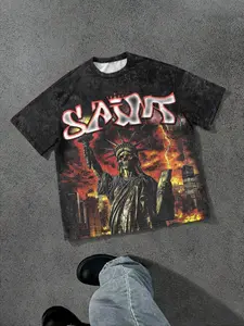 Men's Short Sleeve T-Shirt Digital Print Graphic College Style Casual Summer Wear Fitted Kint Fabric Perfect for Outdoor Activities