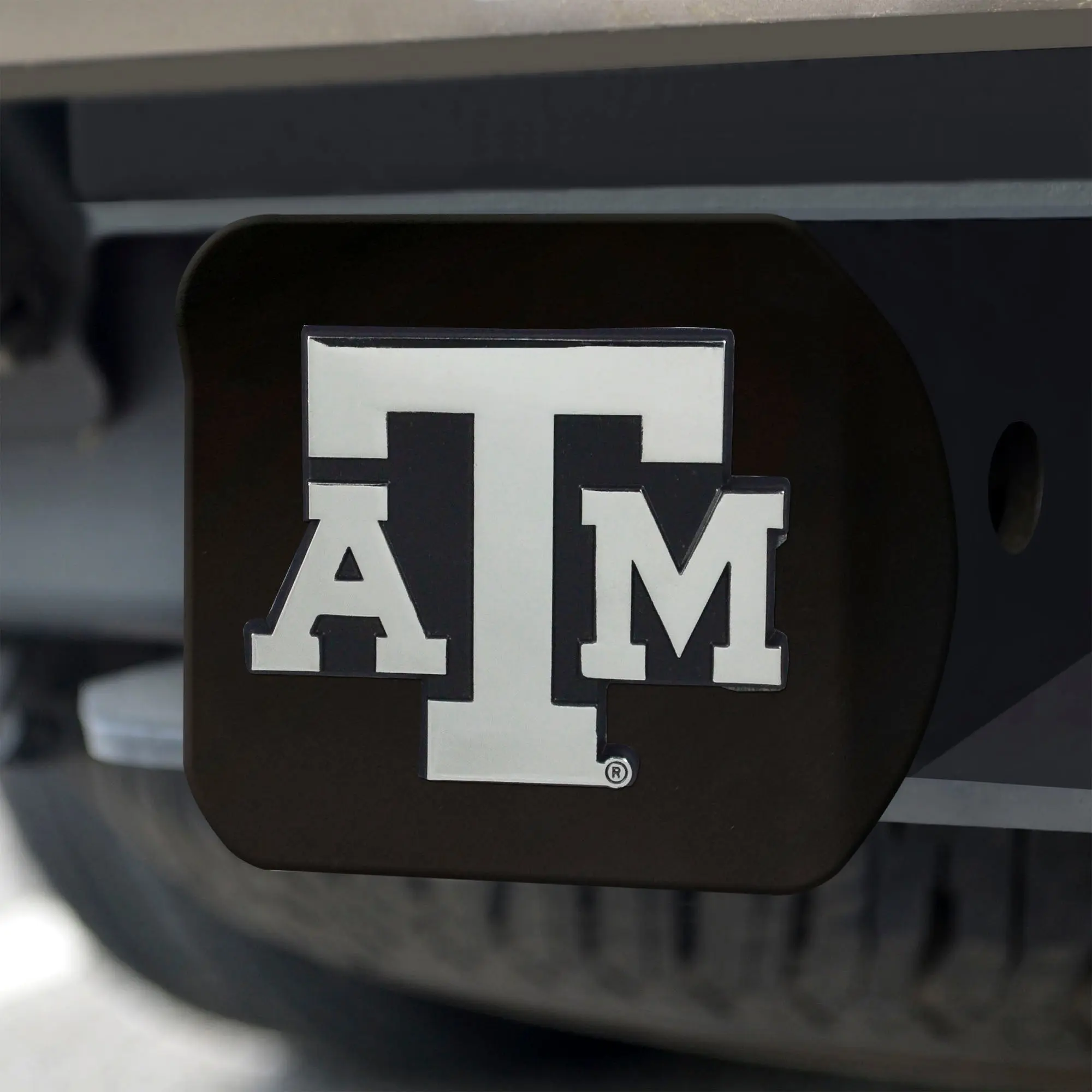 Texas A&M Aggies Chrome Emblem On Black Hitch Cover
