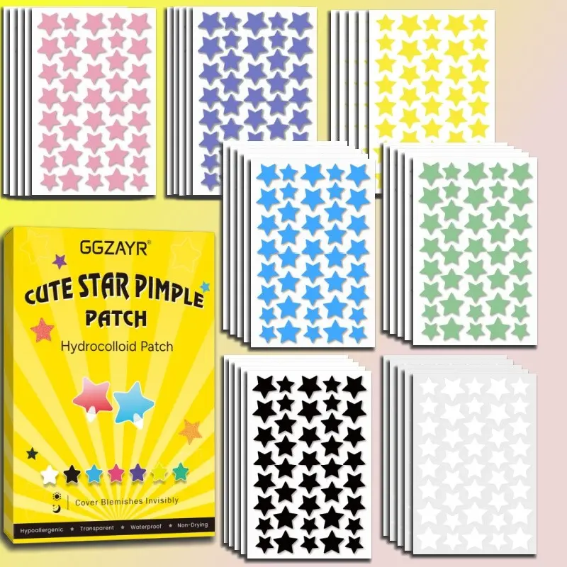 560/840/1400pcs 7-Color Rainbow Star Acne Patches – Star Pimple Patches, Bright Multi-Color Cute Star Blemish Cover Stickers, Skin-Friendly Spot Protection, Daily Facial Care, Festival & Party Makeup Accessory