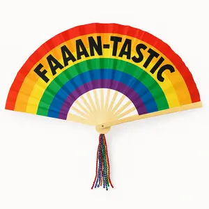 "FAAAN-TASTIC" Pride Rainbow Deluxe Fan with Sequin Tassel