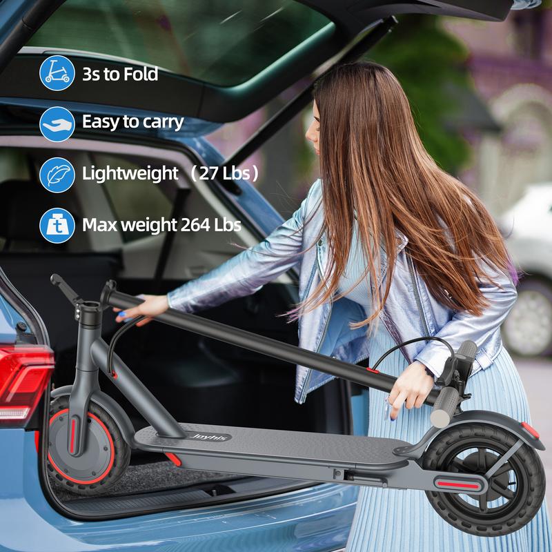 AOVOPRO AP07 electric scoote 22 miles of range, front and rear double shock absorbers 19MPH ultra-high speed, 8.5-inch non-slip solid tires 3-speed transmission, foldable waterproof grade IP65, LCD display