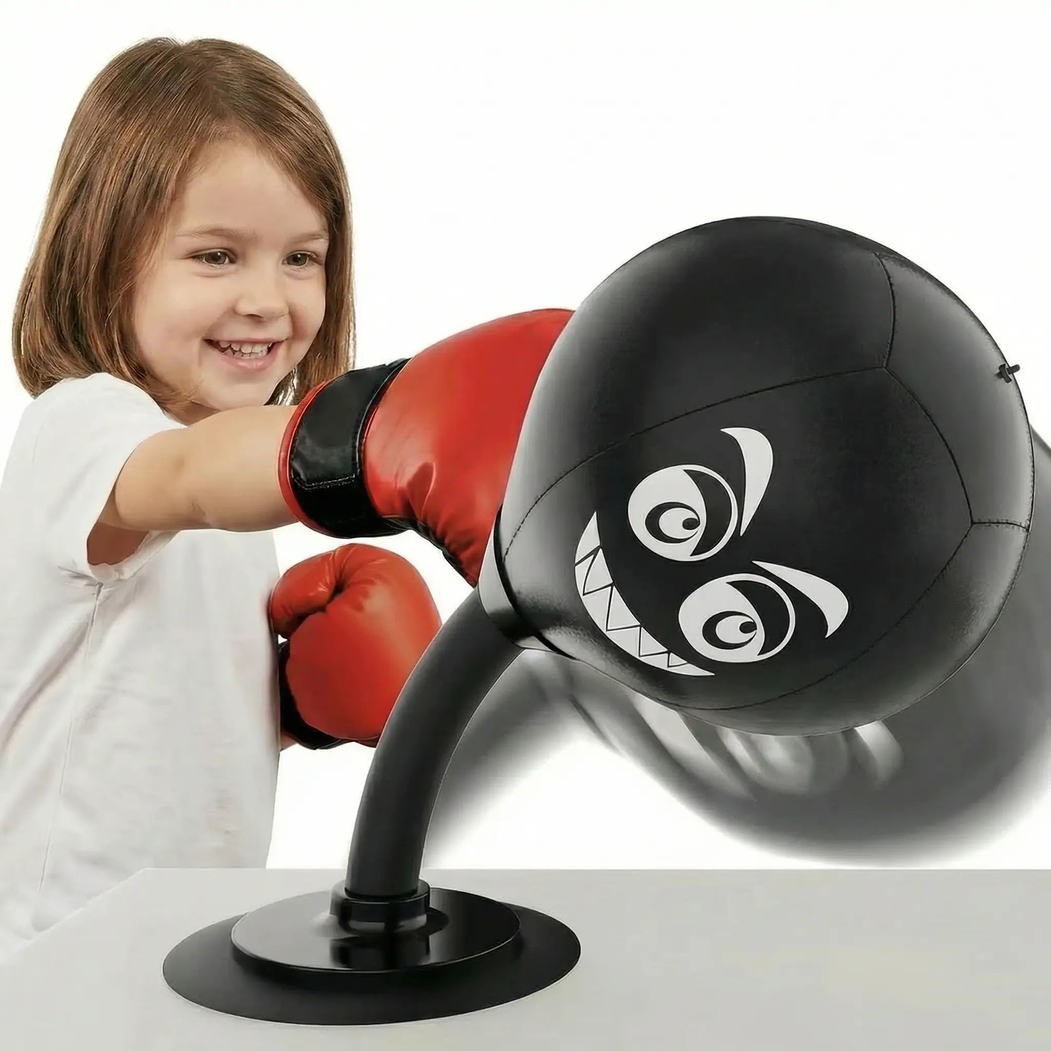 Inflatable Mini Desktop Boxing & Martial Arts Bag with Suction Cup - Heavy-Duty Office Desk Toy, Strong Grip, Instant Stress Relief, Fast Reflex Training, Inflator Included, Coworker Gift for Boosting Alertness, Hand-Eye Coordination, Punching Power