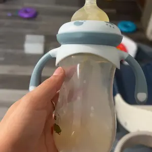 Oberni 9oz Anti-Colic Baby Bottles with Weighted Straw & Non-Slip Handle BPA-Free Silicone Nipple for Newborns 12+ Months Safe Feeding