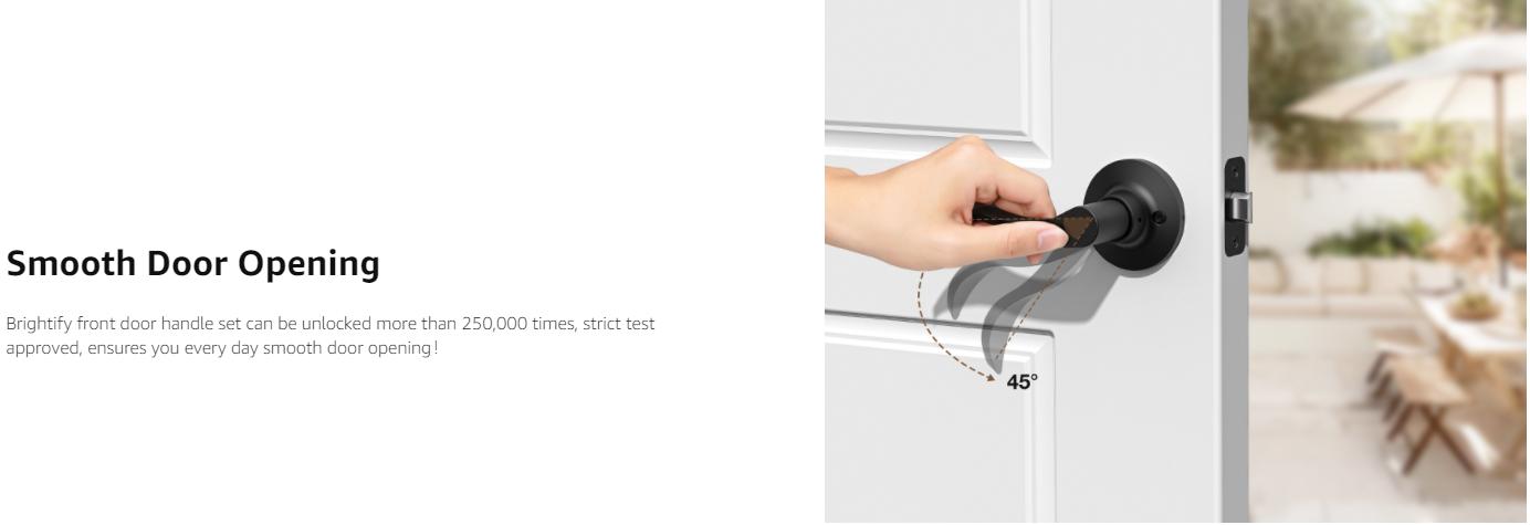 Brightify Antique Brass Front Door Handle No Lock, Classic Exterior Door Handle, Entry Door Handle Reversible for Left & Right Hand Doors