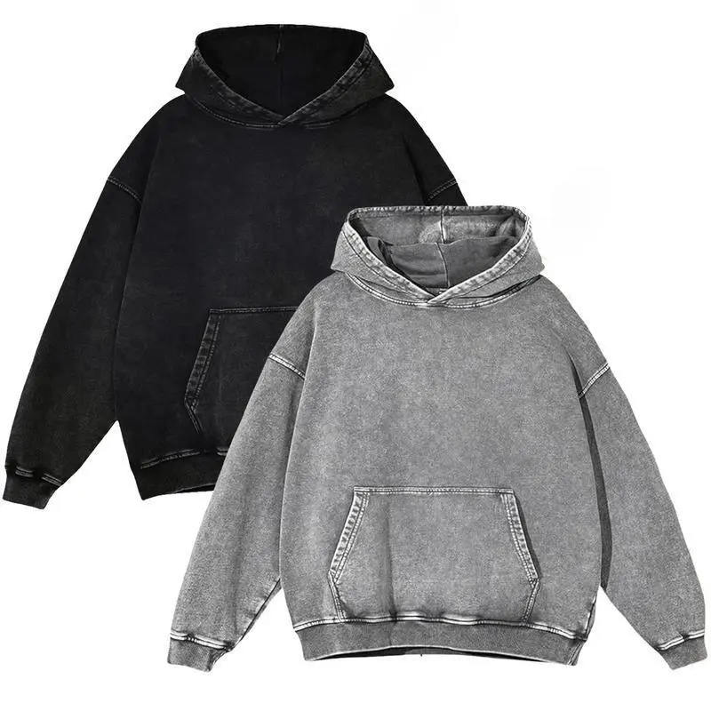 2-Pack Oversized Hoodies for Women & Men, Heavyweight 2000s Vintage Clothes with Acid-Wash, Long Sleeve Cotton Blend Streetwear, Streetwear Clothing, Mens Gifts