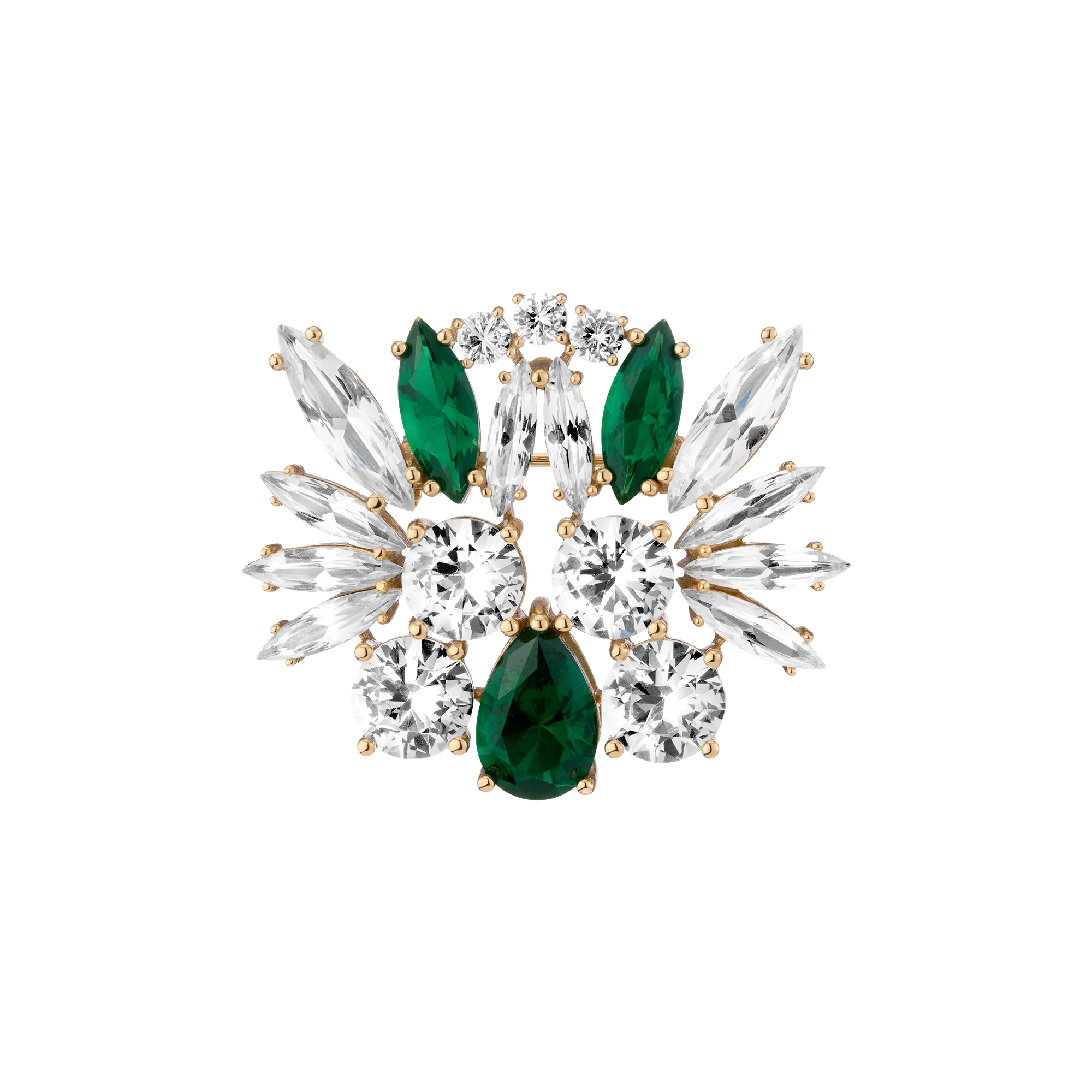 Lab Grown Green Emerald Teardrop Brooch