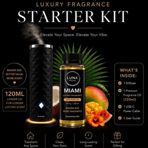 LUNA AROMA Luxury Home Fragrances Kit - Modern Aromatic Fragrance Machine, 120ml Premium Scented Oil Bottle, Room Freshener, TikTok Exclusive