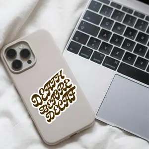Kiss-Cut Stickers - Death Before Decaf Retro Wavy Font Coffee Lovers Sticker, Laptop Decal, Water Bottle Sticker, Gift for Barista, Vinyl