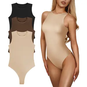 Sexy Bodysuit for Women Halter Neck Shapewear Bodysuits Trendy Tank Tops 3-Pack