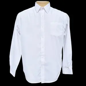 Men’s Classic Fit White Dress Shirt Button Down Long Sleeve Poplin Cotton Blend Formal Wear