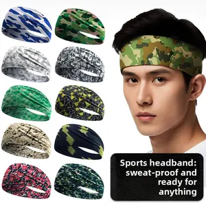 Summer Ice Silk Hair Band Antiperspirant Basketball Breathable Quick Drying Headband Aerobic Fitness Camouflage Sweat Absorbing Headscarf Elastic