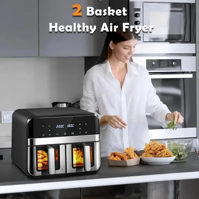 [Perfect Mother's Day Choice] Digital Display Air Fryer Oven - Rapid Healthy Cooking, 8-in-1 Multi-Functional, Dual Basket, Space-Saving Design for Versatile Meals Kitchen Appliances Multifunction Outdoorfun Durable summerwins,summerwins