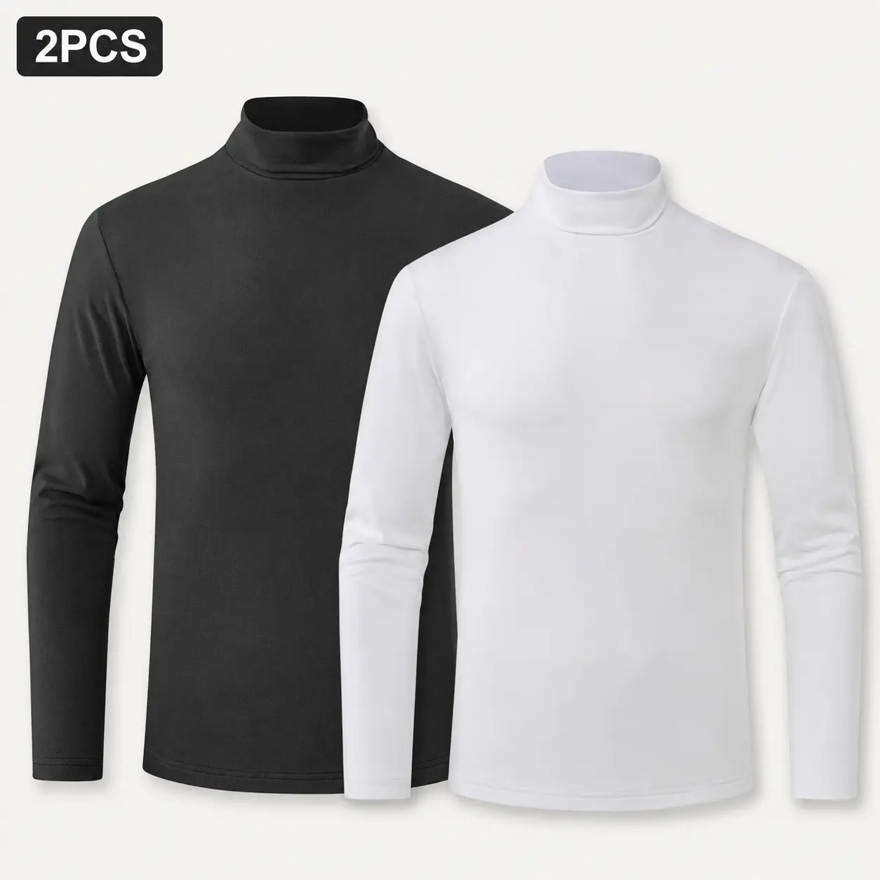 Mens Turtleneck Shirts Long Sleeve Thermal Undershirts Stretch Slim Fit Basic Tops