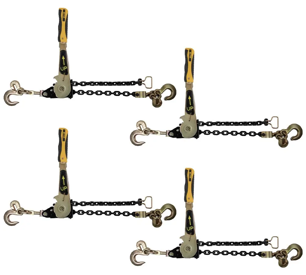 4 Pack Easy Ratchet Chain Load Binder with 5/16" Grab & 3/8" Slip Hook, 5400 lbs WLL Easy Ratcheting Chain Binder for Heavy Machinery, Vehicles, or Bulky Cargo