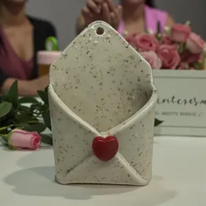 Shabby Chic Party Favor Envelop with Red Heart Charm for Elegant Events and Celebrations