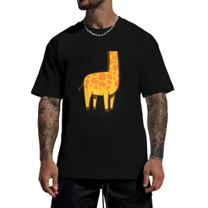 Casual Cotton T-Shirt with Giraffe Print – Loose Fit Unisex Short Sleeves tee