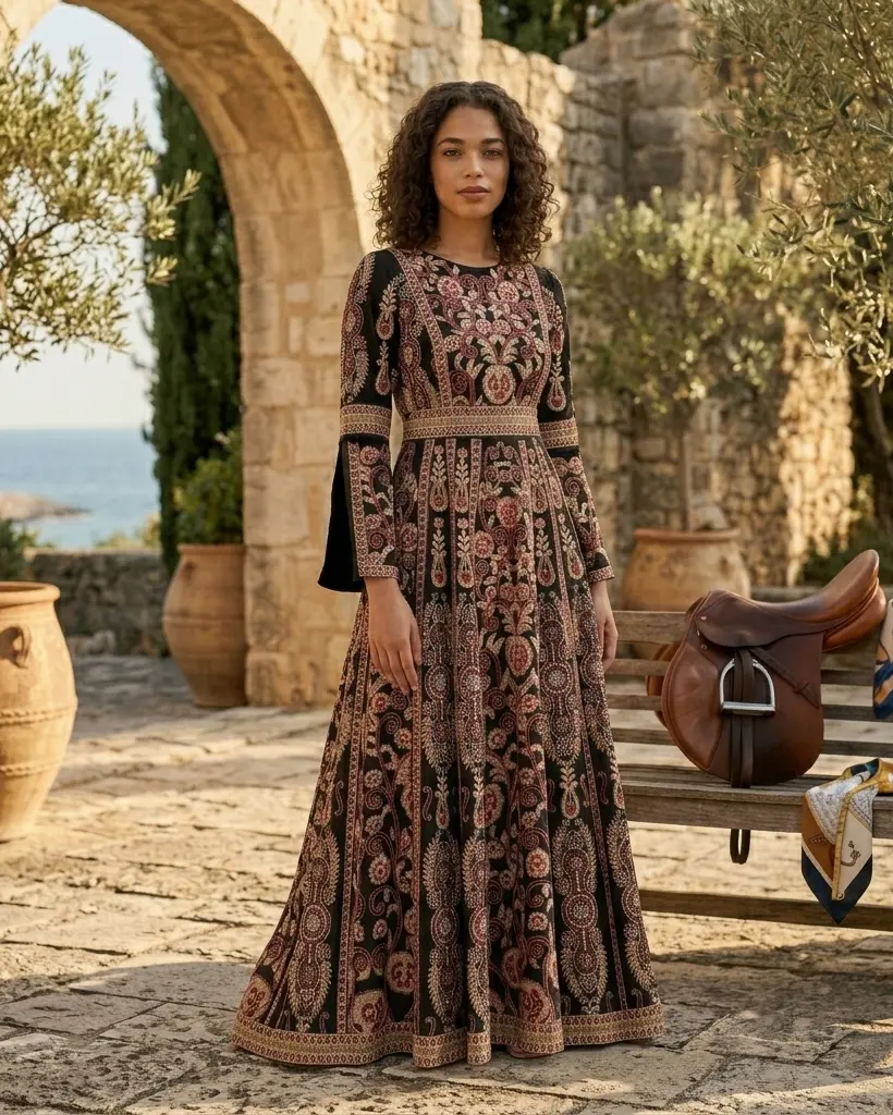 Exquisite Embroidered Palestinian Kaftan