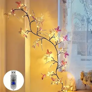 Charming Butterfly Willow Vine Lamp, USB Powered, 8 Lighting Modes, Color Changing Branch, Wall Mount, Fireplace Decor, Halloween & Wedding