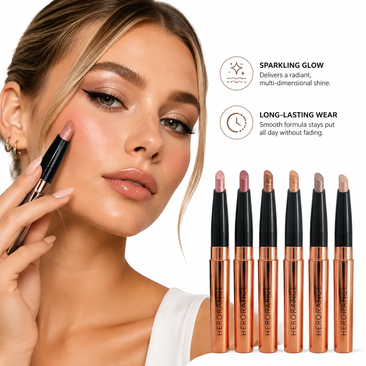 Icy Diamond Crushed Glitter Highlighter Stick - Sheer Clear Shimmer Eyeshadow Stick, Smooth Pearlescent Under Eye Brightening Eye Cosmetic