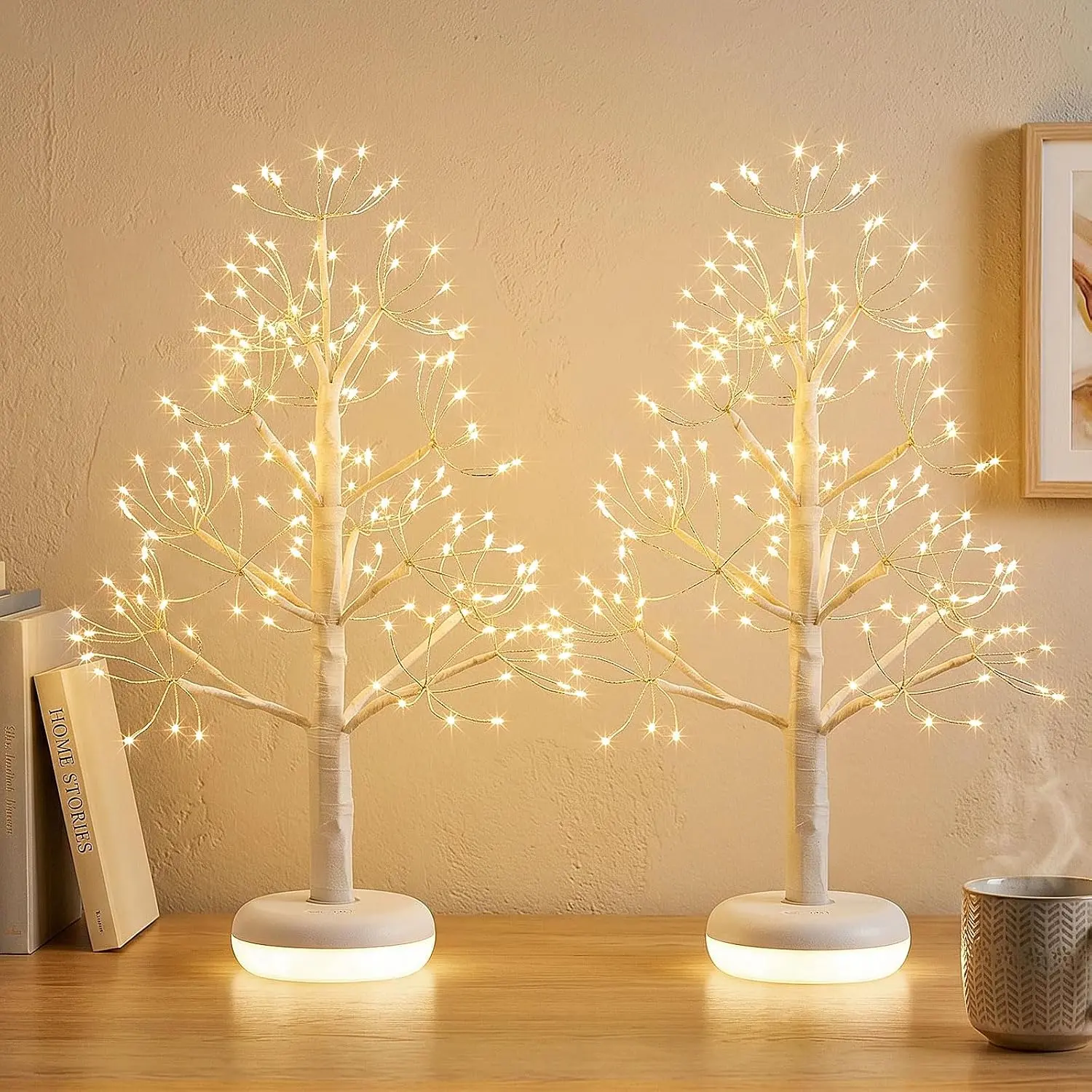 PEIDUO Small Christmas Tree with 136 Lights, 1.64 FT Rechargeable Artificial Trees with 6 Modes, Timer & Dimmable Control, Fairy Light Spirit Tree for Christmas Decorations Indoor Home Decor (2PK)