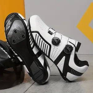 Men's Road Cycling Shoes, Universal Fit with SPD Compatibility, Solid Color PU Upper, Fabric Inner, TPU Sole, EVA Insole, Breathable Anti-Slip Bike Shoes for Daily Rides and Competitions