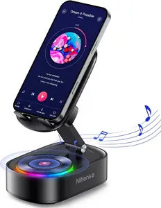 Wireless Induction Speaker with Phone Stand,Bluetooth Speakers with Desk Cell Holder,Cool Audio Gadget for Men,Foldable with iPhone/Ipad/Tablet,Gifts for Father Husband