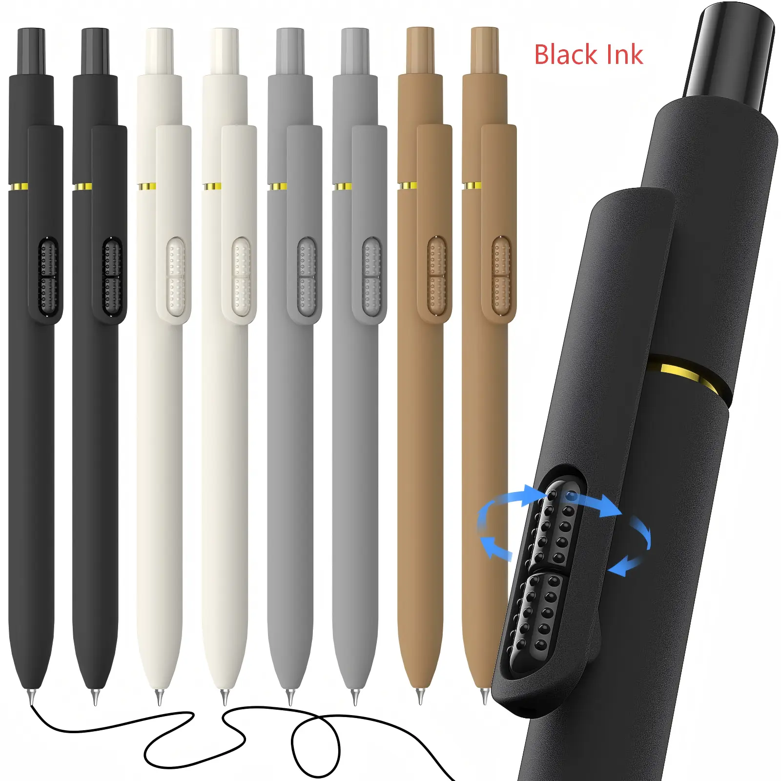 Black White Gray Brown Barrel-Black Ink-0.7mm-8Pcs