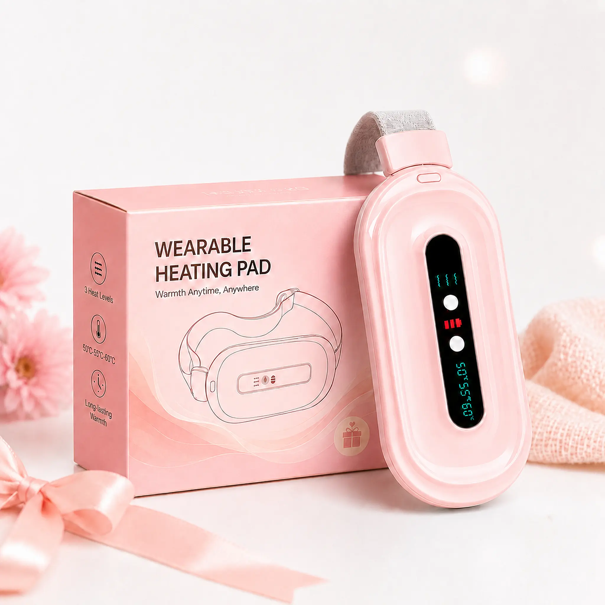 2026 New Warm You Cordless Heat & Massage Pad – Menstrual Cramp Relief Period Menstrual Belt, Back Pain Relief Heating Pad, Portable Thermal Therapy with 3-Temp Settings & 3 Vibration Modes, Gift Party Ideal Heating Period Belt