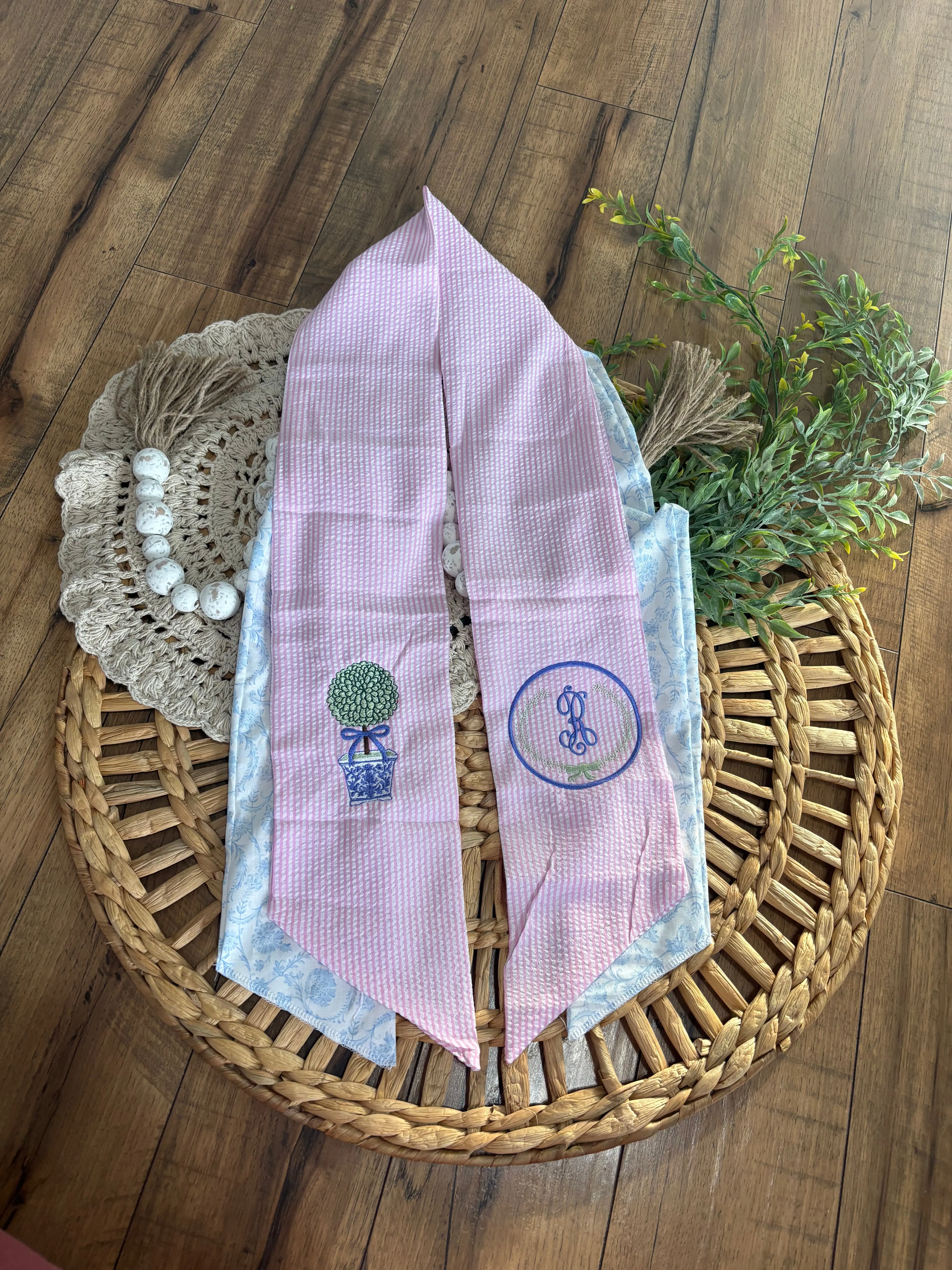 Spring Embroidered Wreath Sash