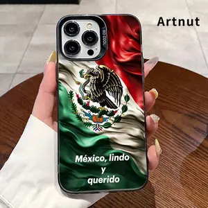 Phone Case for iPhone 17 Pro Max 16 Plus 15 14 13 12 11 Air XR E Proud Mexico Pattern Matte Military-Grade Drop Protection Silicone Cover