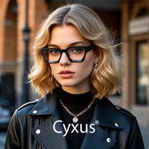 Cyxus 99% Oversized Blue Light Blocking Glasses Women Men Chunky Rectangle Chic Preppy Frame Computer - 8143