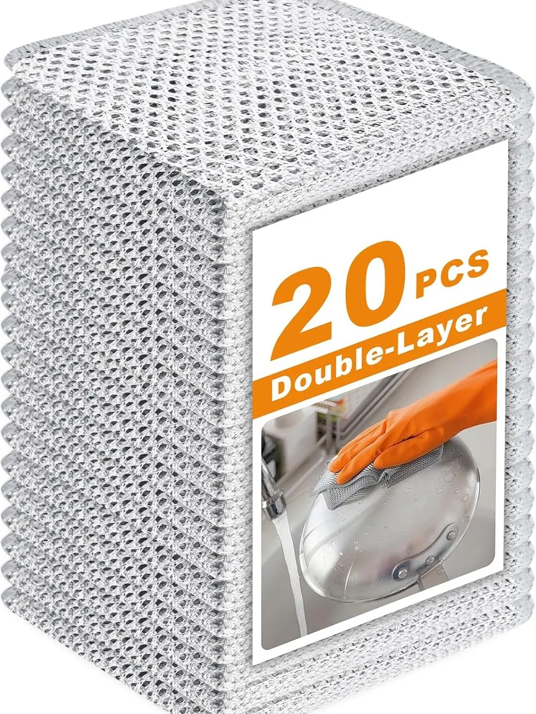 20 Pcs New Upgrade 2-Layer Metal Dish Cloth, No Scratches and No Odor, Multipurpose Wire Dishwashing Rag for Wet and Dry, Kitchen Cleaning Dish Rags,Sinks, Dishes, Stove Top, Dimensions(7.08x8.86)