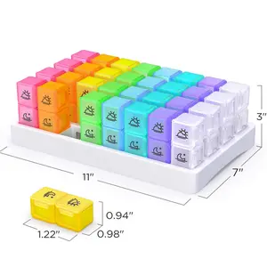 30-Day Monthly AM PM Pill Organizer, BPA-Free Travel Pocket Medication Storage Bottles, Secure Snap-Shut Design, Durable Labels, Non-Toxic ABS Material for Vitamins & Supplements