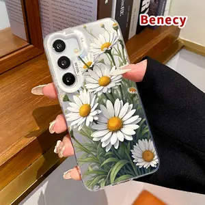 Phone Case Compatible with Samsung Galaxy S23 Ultra S24 Plus S25 S22+ Daisy Delight Array Pattern Anti-Scratch Military-Grade Drop Protection Slim Cover Cellphone Protective