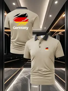 Men's Germany Flag Theme Polo Shirt - Front & Back Double Print Design Stylish & Versatile Summer Breathable Comfortable Short Sleeve Business Sports Casual Top