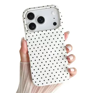 for iPhone 17 Pro Max Case Cute Polka Dot Phone Case Soft TPU Slim Shockproof Phone Cover for Women Girls, White