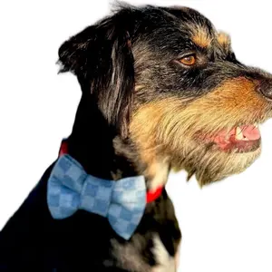 DENIM CHECKS-Handmade Puffy BowTie DENIM CHECKS-Handmade Puffy BowTie