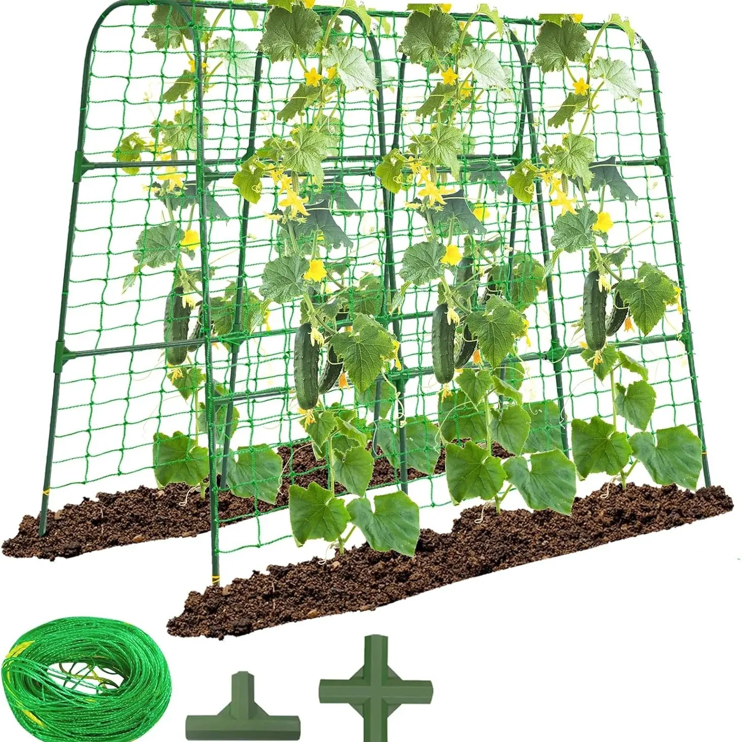 Cucumber Trellis for Raised Bed, U-Shape Garden Trellis for Climbing Plants, Metal Arch Vegetables Trellis, Plant Support for Vine, 47.2x47.2x21.6inch, Plant Climbing Frame