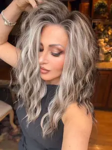 AISOM Mila Iced Mocha Water Wave Free Part Lace Front Wig with Scandinavian Hairline Synthetic Glueless Lace Wig 16" Low Density Heat Friendly