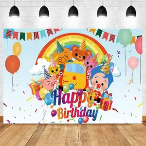 Plim Cartoon Child 1st Birthday Party Background Baby Shower Photography Pig Photo Rainbow Background Decorative Props Banner Tapestry Print