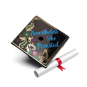 GRADWYSE Aluminum Graduation Cap Topper Cap Decorations, Nevertheless She Persisted