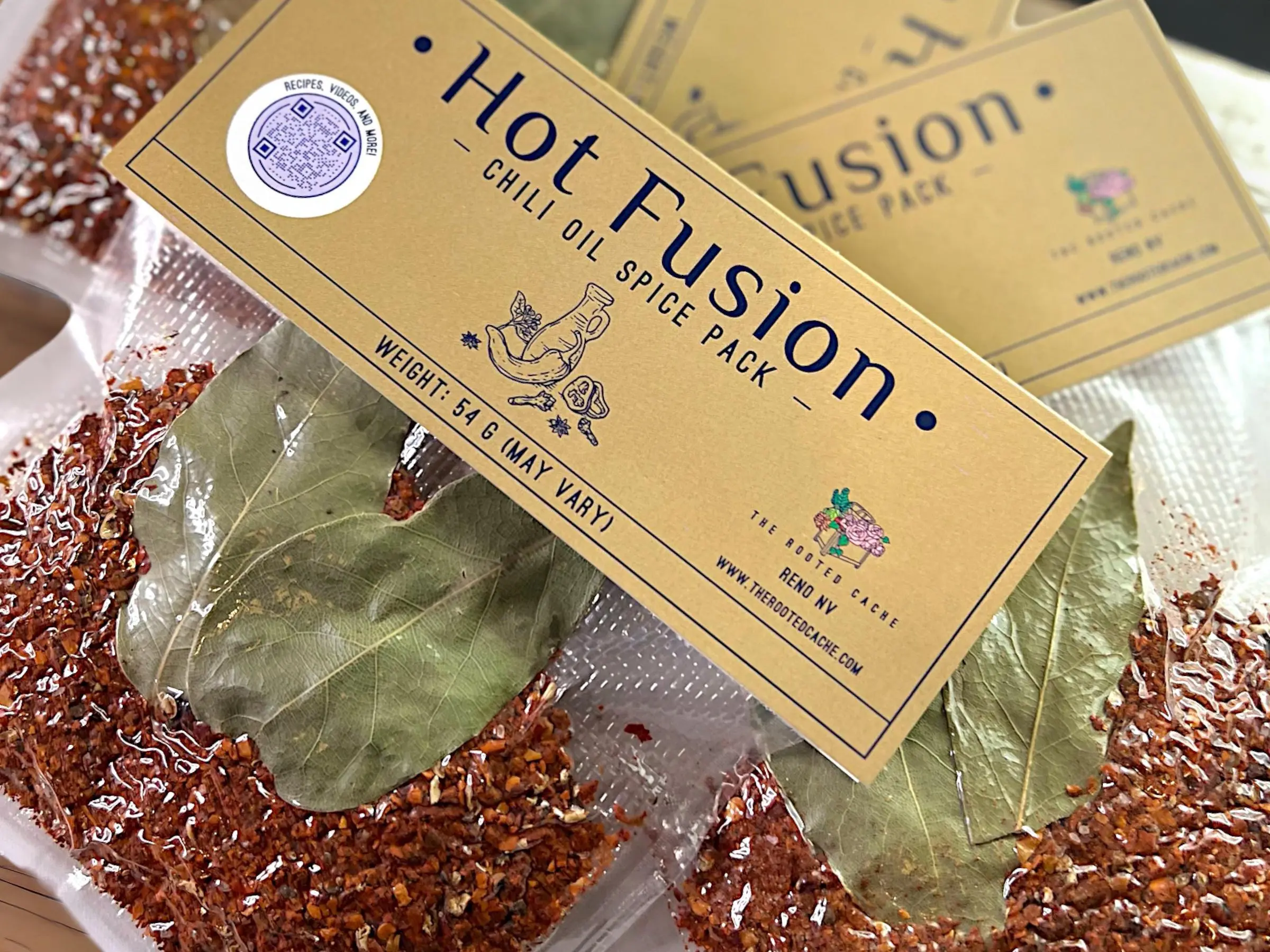 Pack of 3 Hot Fusion Garlic Chili Oil Spice Packs with Gochugaru Pepper Flakes and Five Spice Blend | Ready to Use Spicy Infusion Kit | Foodie Gifts with Additional Recipes Included | Organic Low Sugar Natural Dairy Free Spicy BPA Free Pack