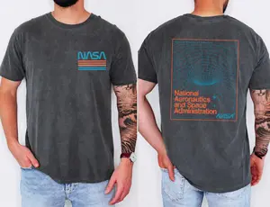 [ComfortColors] 2Sided #NASAA Space Graphic T-Shirt, Wormhole Galaxy Tee, Vintage Cosmic Science Shirt, Unisex Cotton Top