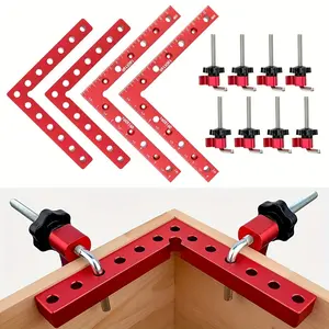 4Pack 6.29Inx6.29In Red 90-Degree Right Angle Clamp Set - 3/6pcs Woodworking Positioning Squares with Snap Closures And Removable Covers